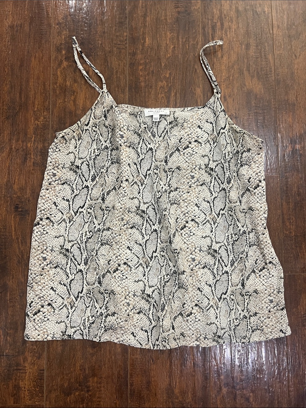 Equipment 100% Silk Snake-Print adjustable Spaghetti Strap Cami - Cream & Black